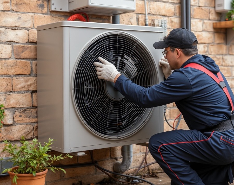 Emergency HVAC repair Los Angeles technician working