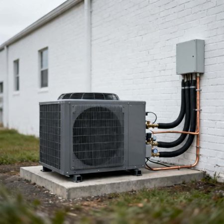 Residential outdoor AC units for AC repair in Glendale CA beside a home with landscaping