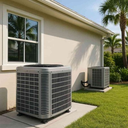 Two ductless mini split air conditioning condenser units outside a house in Altadena CA